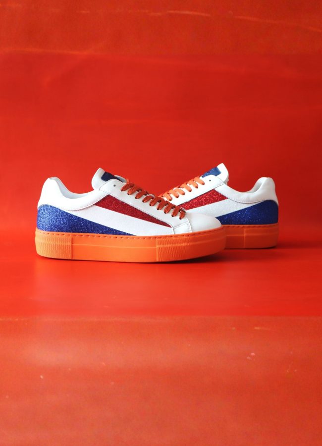 Kingsley sneakers oranje rood wit blauw